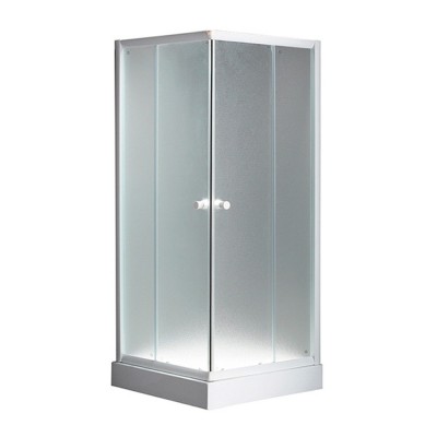Box doccia bianco angolare cristallo trasparente 5 mm scorrevole quadrato 75x75 H 195